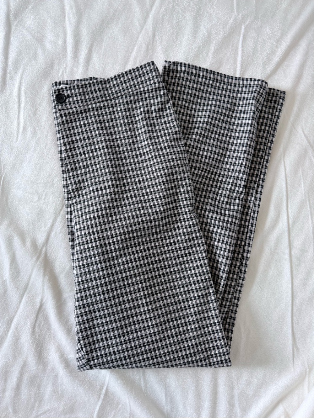 Women’s Gingham Pleated Straight Leg Black & White Checked Dress Pants Fall